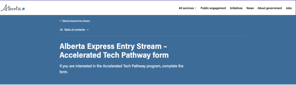 Programa de inmigración acelerada de Alberta - Acelerated Tech Pathway