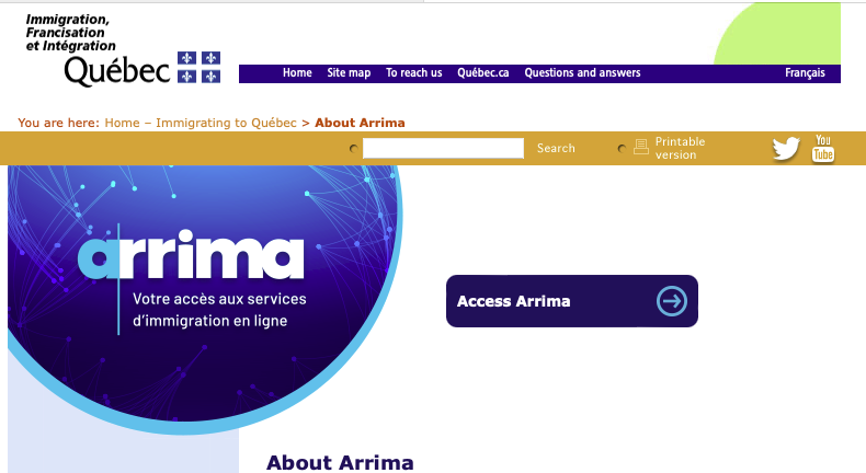 Portal ARRIMA - Primer Paso Canadá